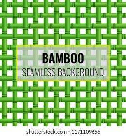 Green Bamboo weaving seamless pattern background. Vector 3d illustration