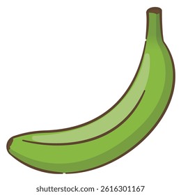 Green banana illustration, simple vector illustration