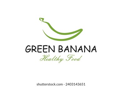 Green banana logo, natural organic fruit.