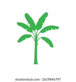 Green banana tree silhouette icon vector flat design.
