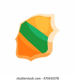 Green band shield icon in cartoon style isolated on white background