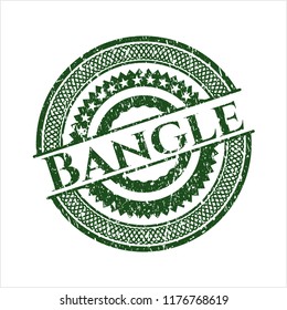 Green Bangle rubber stamp with grunge texture