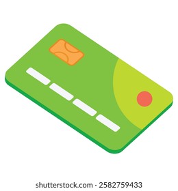 Green bank card vector, bank card clip art, flat icon design illustration