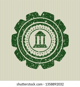Green bank icon inside rubber seal