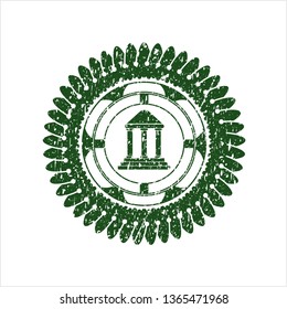 Green bank icon inside rubber seal
