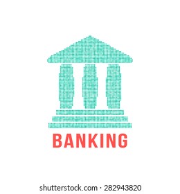 green banking icon from different points. concept of palace of justice, visual identity, Greek architecture. isolated on white background. flat style trend modern logotype design vector illustration