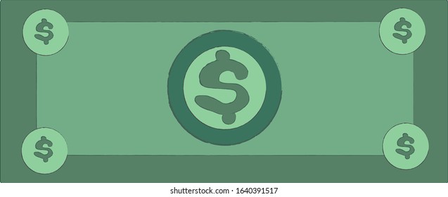 Green banknote with dollar icon