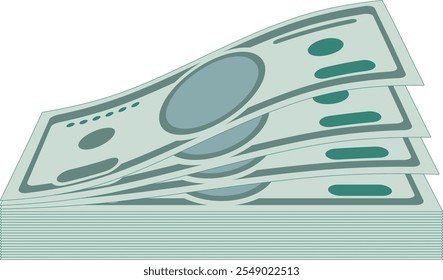 Green banknote stack. Dollar paper bill pack