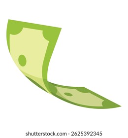 Nota verde ondulando na ilustração do vento