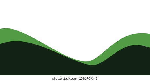 Green banner, abstract green background with wave. vector