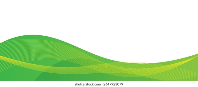 Green banner, abstract green background with wave. vector
