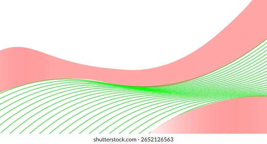 Green banner, abstract green background with wave. vector