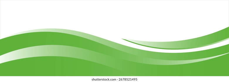 Green banner, abstract green background with wave. vector