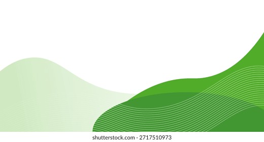 Green banner, abstract green background with wave. vector