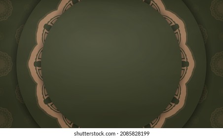 Green banner with abstract brown pattern and place for text