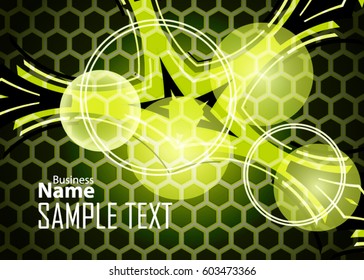 Green banner abstract template for card. Metal Background with waves and reflections. Business background, silver, illustration. Illustration of abstract background with a metallic element