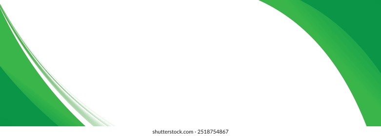 Plano de fundo de banner verde. Cabeçalho abstrato verde com linhas arredondadas para banner ou cartaz da Web. Ilustração vetorial.