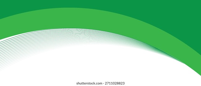 Fondo de Anuncio verde. Cabecera abstracta verde con líneas redondeadas para Anuncio de Web o póster. Ilustración vectorial.

