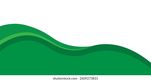 Green banner background. Abstract green wave header background with a white space for text