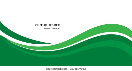 Green banner background. Abstract green wave header background