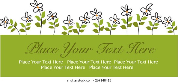 green banner border with flowers