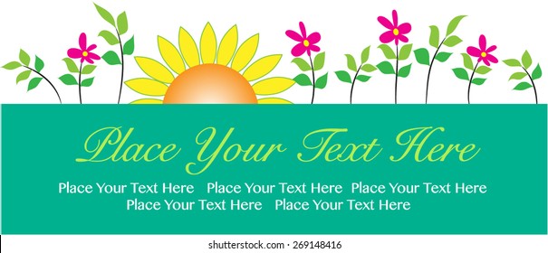 green banner border with flowers