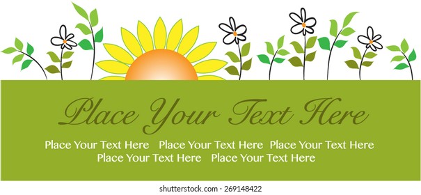 green banner border with flowers