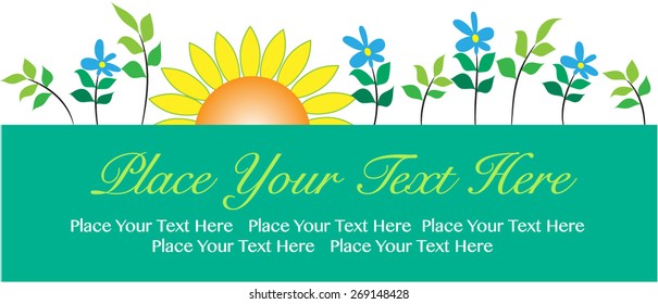 green banner border with flowers