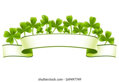 Green banner with clover leafs