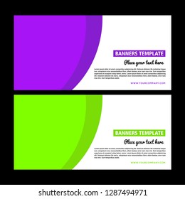 Green  banner design. Abstract poster set.  Web banner. Facebook cover. Purpler banner. Template banner for social network. Vector illustration - Vector