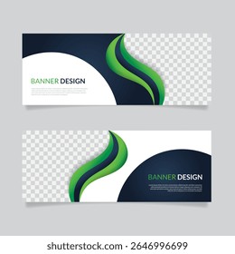 green banner design with elegant modern curves