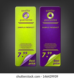  green banner design vector web price element set template background message