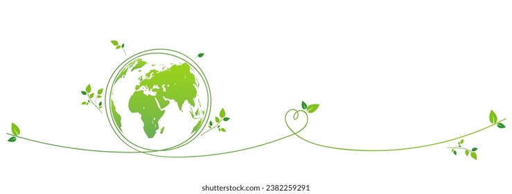 Green banner design for World environment day, Sustainability development, Ecology, Eco friendly, Vector illustration