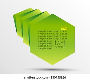 green banner of the folded paper for text