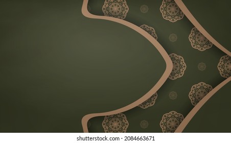Grüner Banner mit indianischem braunem Muster für Design unter Ihrem Logo