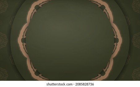 Banner verde con un patrón marrón indio y lugar para tu logo
