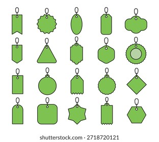green banner label tag with string icons set vector illustration