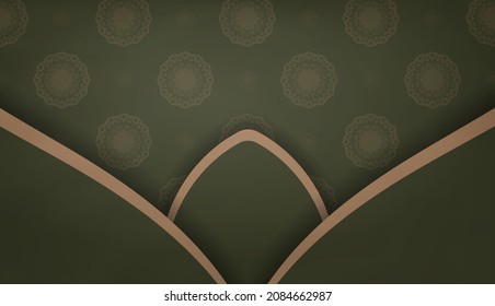 Green banner with luxurious brown pattern for design under the text