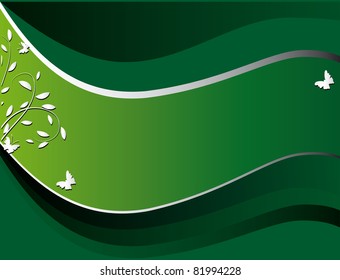 Green banner on the plant theme. Vector illustration