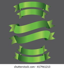 Green Banner ribbon vector set isolated background