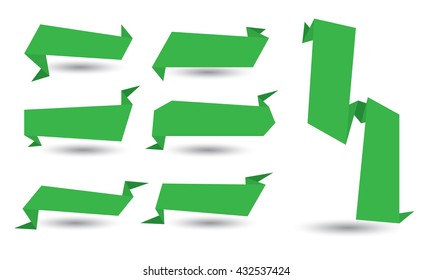 Green Banner ribbon vector set