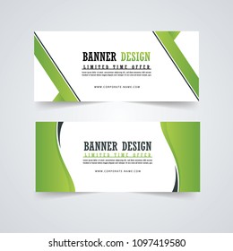 Green banner template. Colorful social media post, Facebook banner. Sale promotion, Web banner, Voucher. Ads for social media mobile apps 