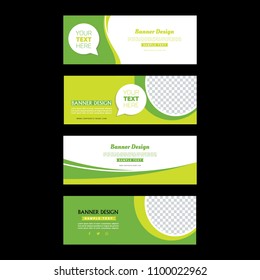 Green banner template. Colorful social media post, Facebook banner. Sale promotion, Web banner, Voucher. Ads for social media mobile apps 