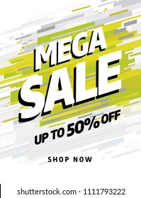 Green banner template design, Big sale special offer. Vector illustration.