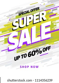 Green banner template design, Big sale special offer. Vector illustration.