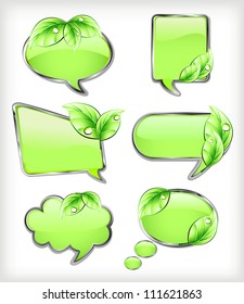 Green banners with leaf. Vector illustration