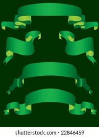 Green banners on a dark background. Vector illustration