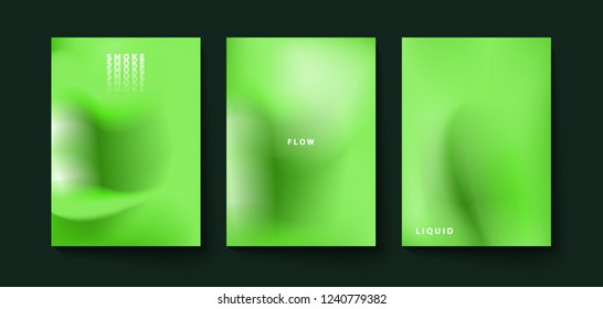 Green banners, set of oranic blurred bio posters, abstract green fluid backgrounds, collection of natural templates. ESP10 vector illustration