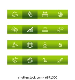 Green bar business icons. Vector file has layers, all icons in two versions are included.