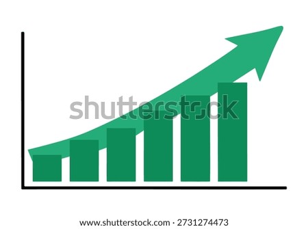 A green bar chart with an upward trending arrow indicating growth and progress. The bars are increasing in height from left to right, symbolizing positive development.